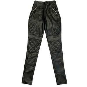 Manière de Voir Womens Quilted Faux Leather Leggings 4 High Waist Gothcore Moto